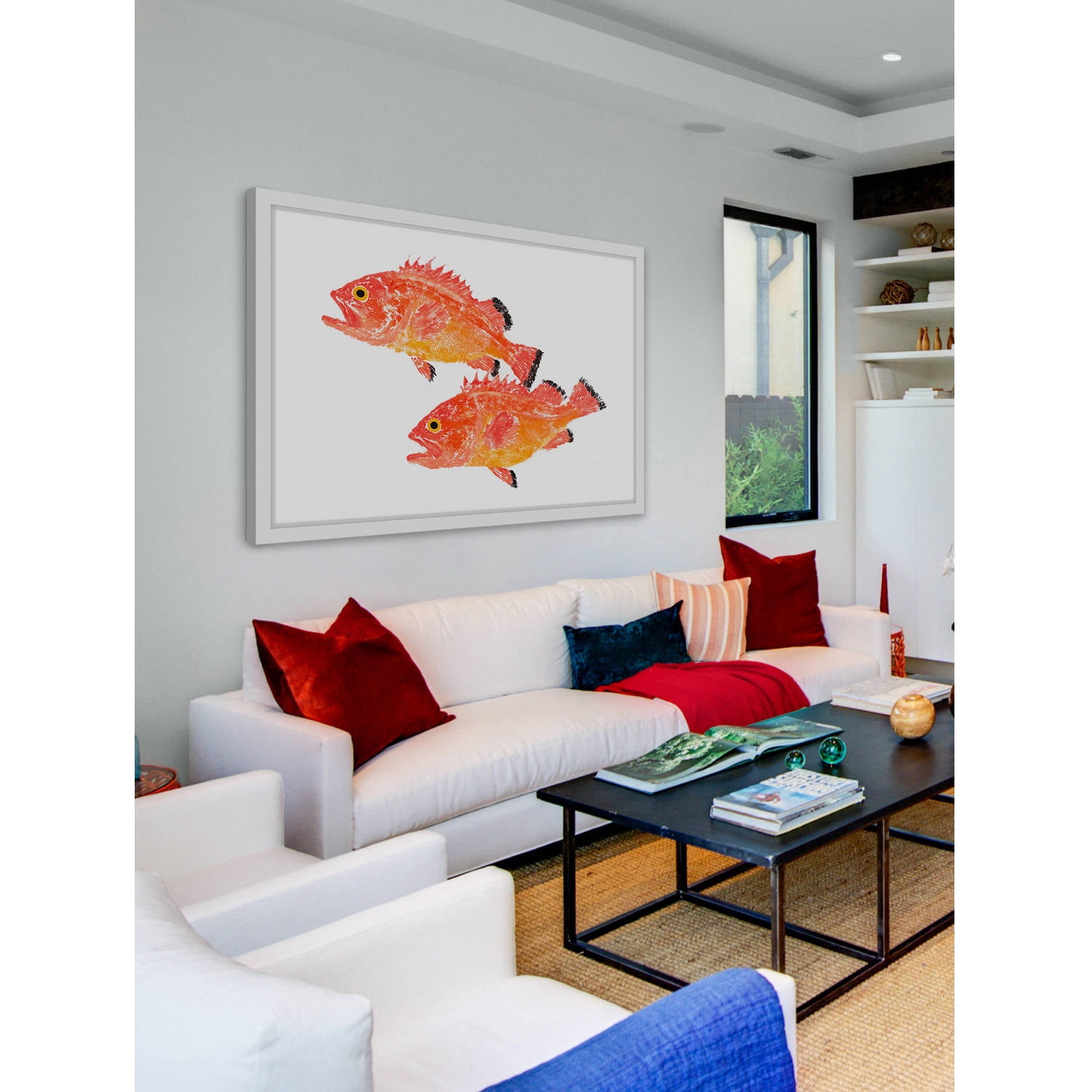 Marmont Hill "Two Orange Fish" by Michael Pantalos Framed Painting Print