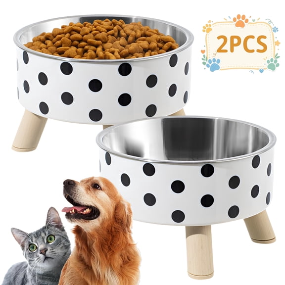 Elevated Stainless Steel Cat Bowls Set of 2 Food and Water Dish Non Slip Pet Feeding Bowl for Cats Small Dogs Durable Dishwasher Safe Silver