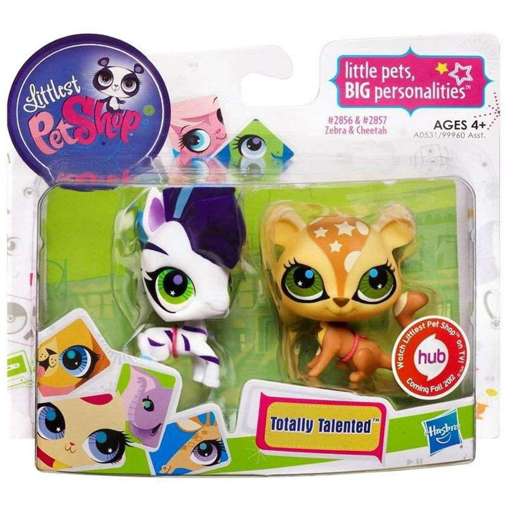 Littlest Pet Shop Totally Talented Pets Zebra & Cheetah Figures, 2 Pack