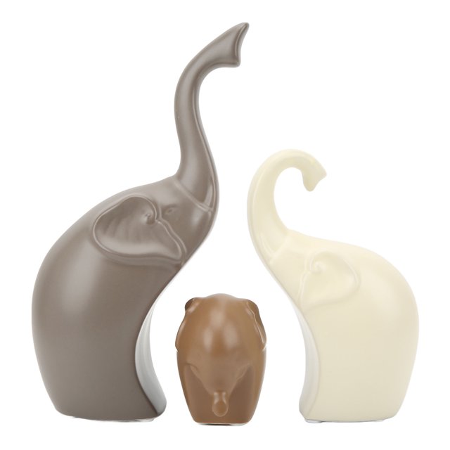 3 piezas de elefante de cerámica de color brillante, resistente al agua, de cerámica blanca, estilo moderno, escultura de elefante para estantería de escritorio de oficina