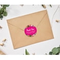 thumbnail image 3 of Darling Souvenir Round 45 Pcs Floral Border Thank You Stickers Personalized Bride Groom Names And Date Envelope Seals-Fuchsia Pink, 3 of 3
