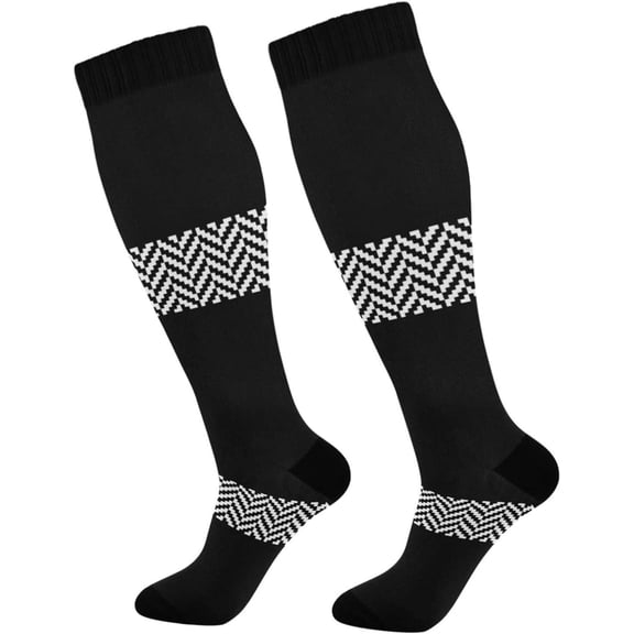 GZHJMY Buffalo Plaid Compression Socks, Women Men Long Stocking (20-30mmHg), Travel Knee High Stockings for Athletic Sports,Running,Cycling,Nursing