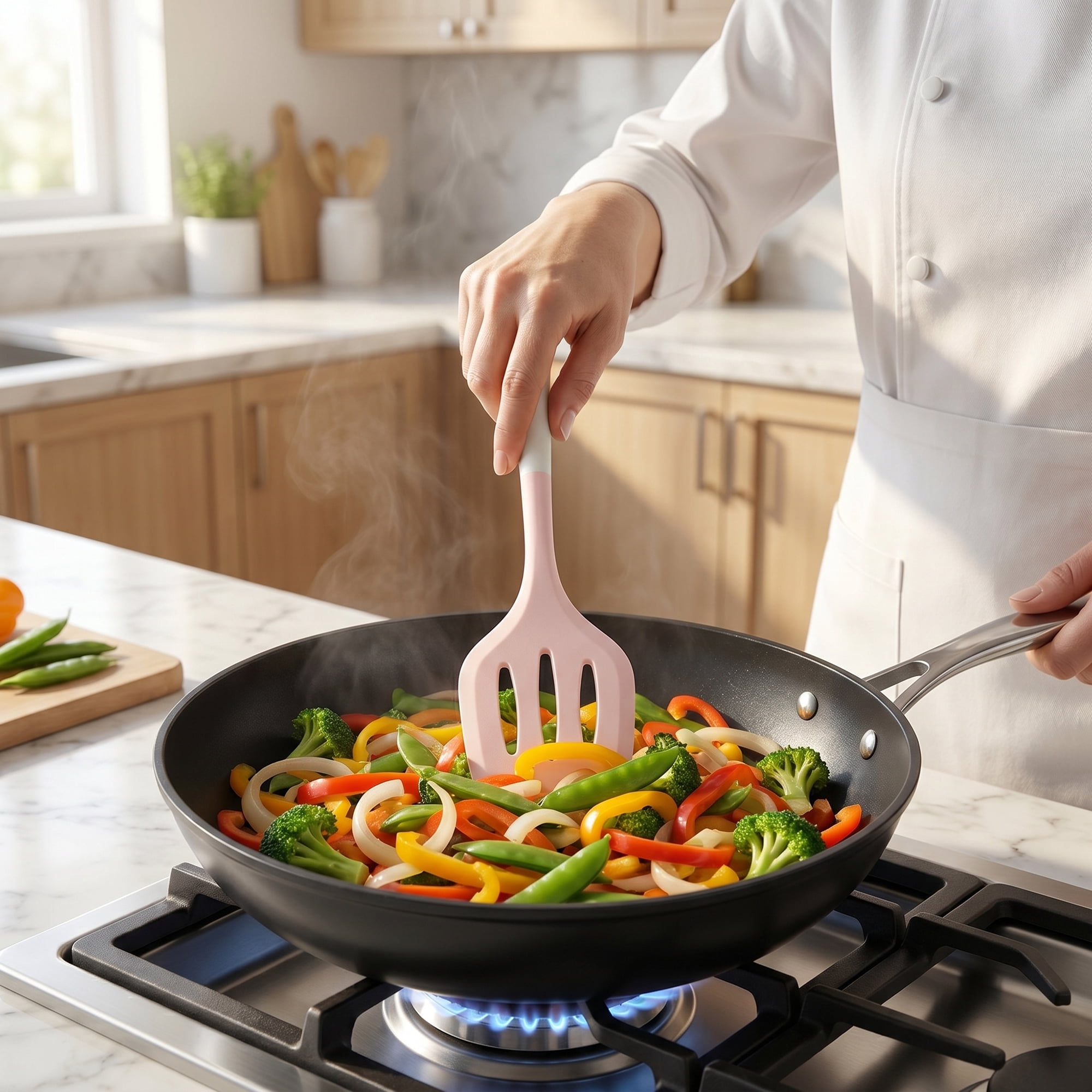 Unique Bargains Kitchen Utensils Heat-Resistant Safe Spatula for Frying Pink 12x3.1 inch