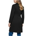 thumbnail image 5 of ClodeEU Women's Wool Blend Classic Stand Collar Pea Coat With Belt,Long Sleeve Winter Coat Black,Womens Plus XXL, 5 of 8
