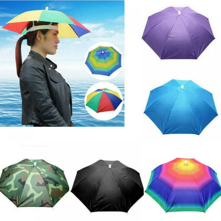 Fishing Umbrella Hat, Adjustable Head Umbrella Foldable UV