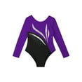 thumbnail image 3 of TiaoBug Kids Girls Gymnastics Leotards Shiny Rhinestone Long Sleeve Ballet Dance Jumpsuit Unitard Purple 8, 3 of 5