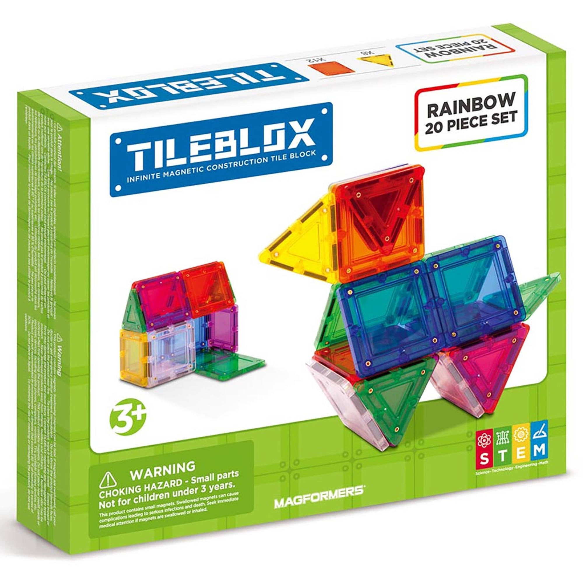 Tileblox Rainbow Multicolor Magnetic Tiles 20 Pieces Walmartcom Walmart Com