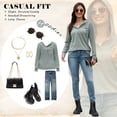 thumbnail image 6 of VDJ Womens Hoodies Long Sleeve Button V Neck Hooded Pullover Solid Waffle Knit Drawstring Solid Green Sweatshirts Size S, 6 of 10