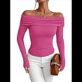 thumbnail image 1 of Blusas Elegantes Informales con Hombros Descubiertos para Mujer, de Corte Entallado, de Larga, para Salir en y Otoño. Rosa Roja M, 1 of 8