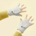 thumbnail image 4 of Guantes de lana con aislamiento térmico sin dedos para mensajes de texto para mujeres y hombres, cálidos y convertibles de punto con solapa Fäustlinge, 4 of 5