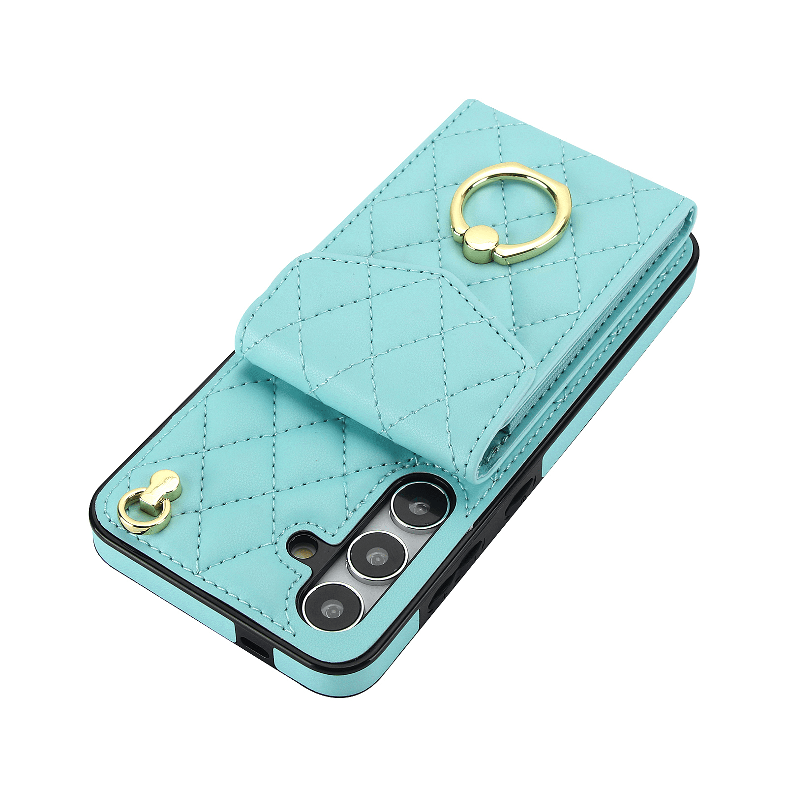Asuwish Wallet RFID Blocking PU Leather Cell Phone Case with Tempered Glass Screen Protector, Wrist Strap for Samsung Galaxy S24 FE, Teal