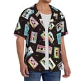 thumbnail image 2 of Balery Colorful Retro Tape Camisa Casual de Manga Corta con Botones para Hombre, Texturizada, Estilo Cubano, para Playa, Verano-4X-Large, 2 of 5