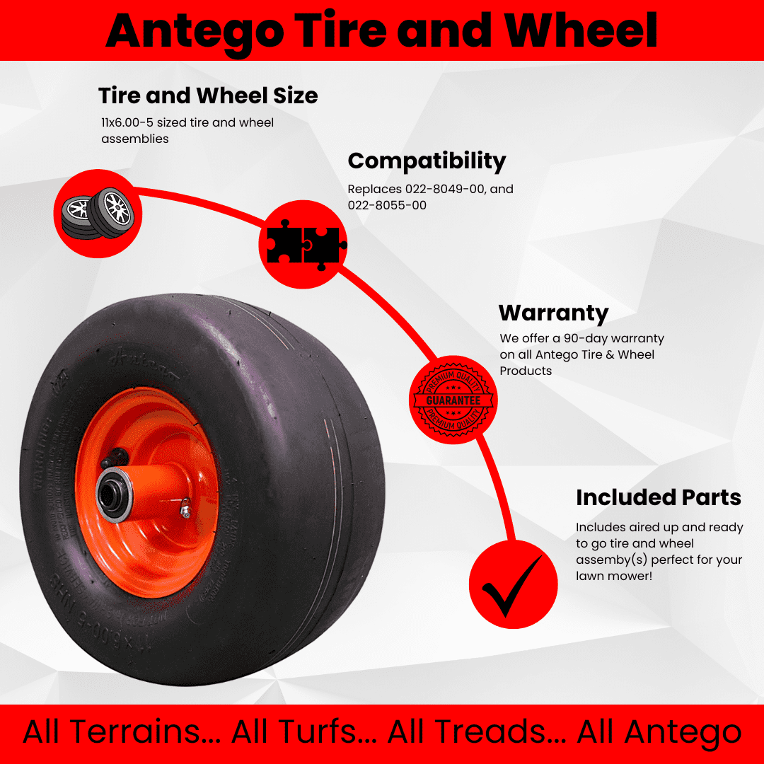 Antego 11×6.00-5 Assemblies Tire and Wheel 2-Piece Bad Boy Pneumatic Lawn Mower Parts