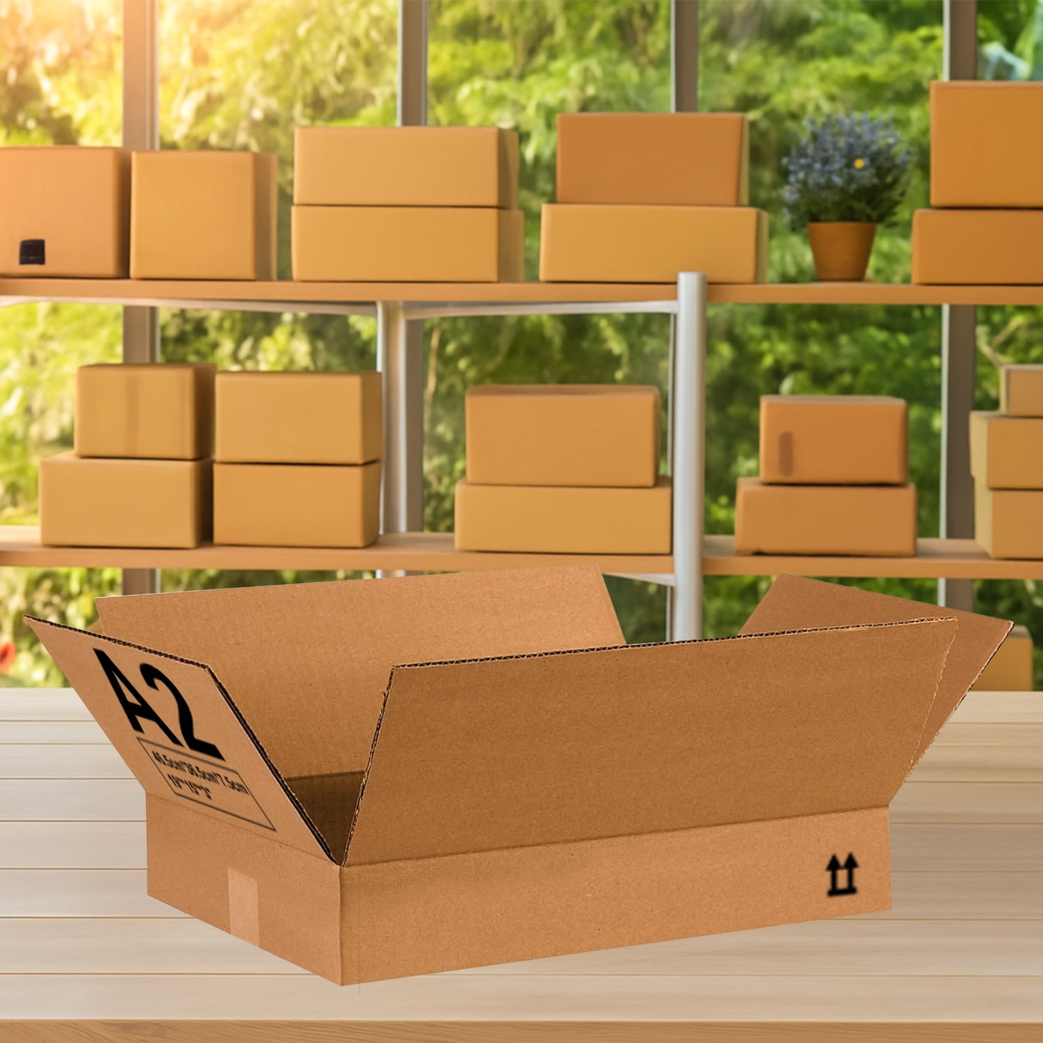 25 Pack Natural Kraft Flat Cardboard Boxes – 19" x 15" x 3" – For Packing, Moving & Organization