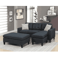 thumbnail image 2 of Poundex Fabric Compact Sectional Sofa Set with Cocktail Ottoman in Black, 2 of 6