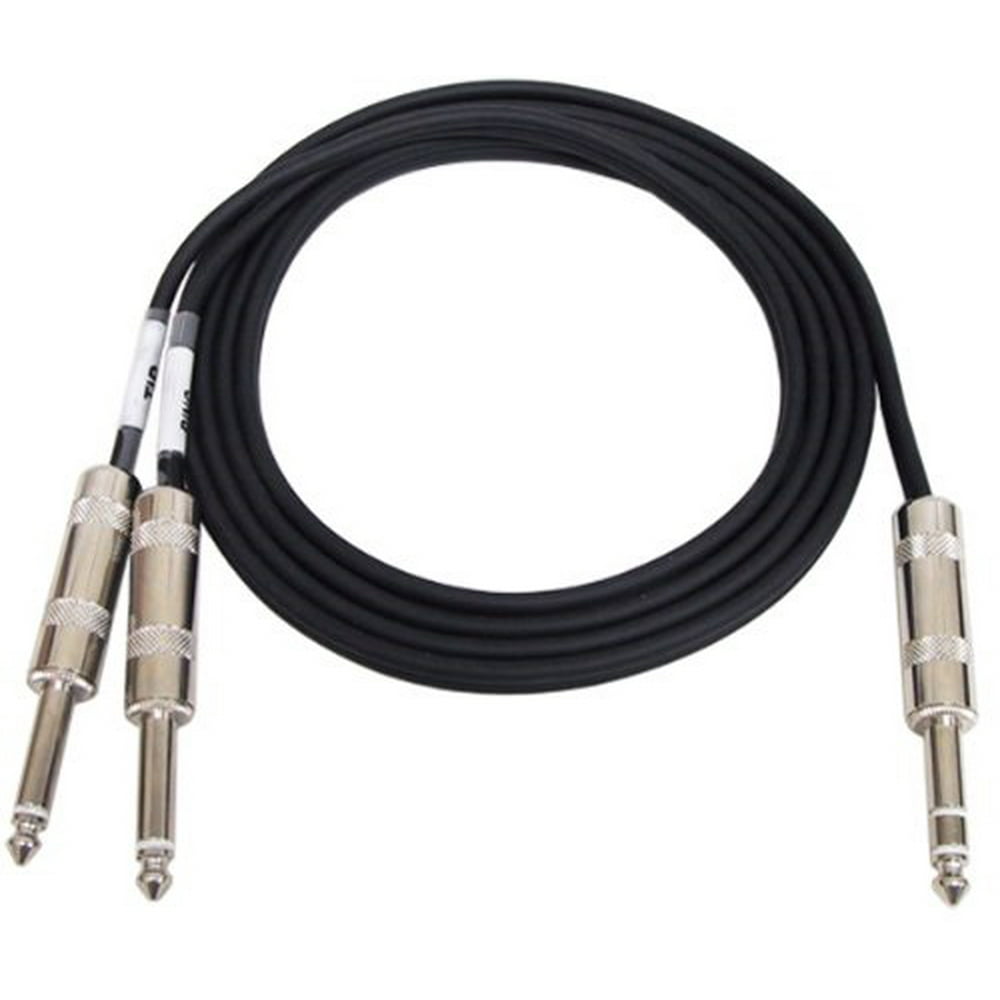 gls audio 6ft ycable cable cords full metal 1/4" trs stereo to dual