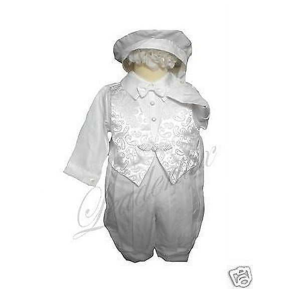 NEW INFANT BOY & TODDLER CHURCH BAPTISM ROMPER OUTFITS WHITE SIZE: NEW BORN-30M