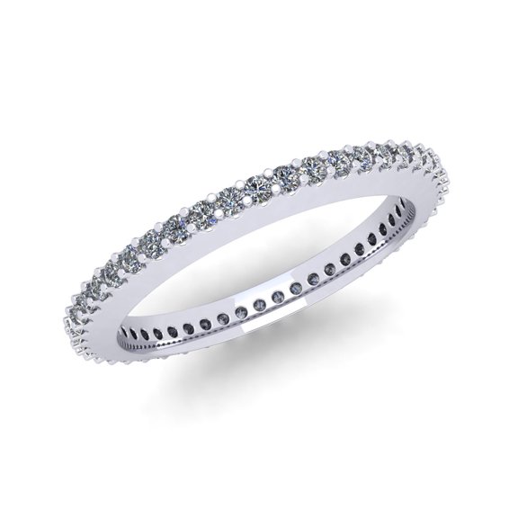 Natural .45Ct Round Cut Brilliant Diamond Stackable Women's Anniversary Wedding Eternity Band Ring Solid 14k White Gold G SI1