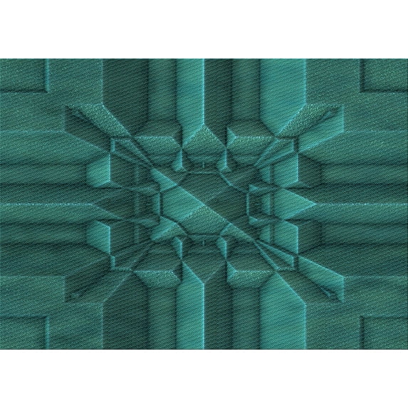 Ahgly Company Indoor Rectangle Patterned Dark Cyan Green Area Rugs, 8' x 12'
