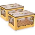 thumbnail image 1 of Aimisin Folding Storage Bins, 28 Liters, 2 Pcs Yellow Plastic Storage Containers with Wheels, Four Doors, Foldable, Stackable, Plastic Box with Lids for Organization, Storage Cart, 1 of 8
