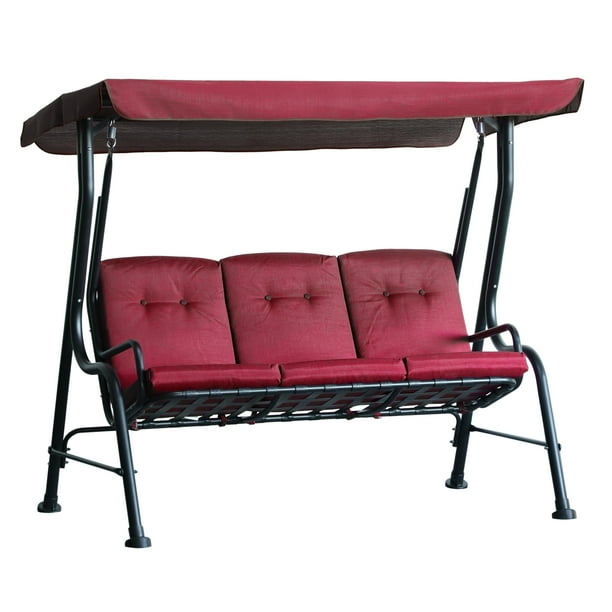 Outsunny 3 Person Porch Swing Patio Swing Chair with Canopy for
