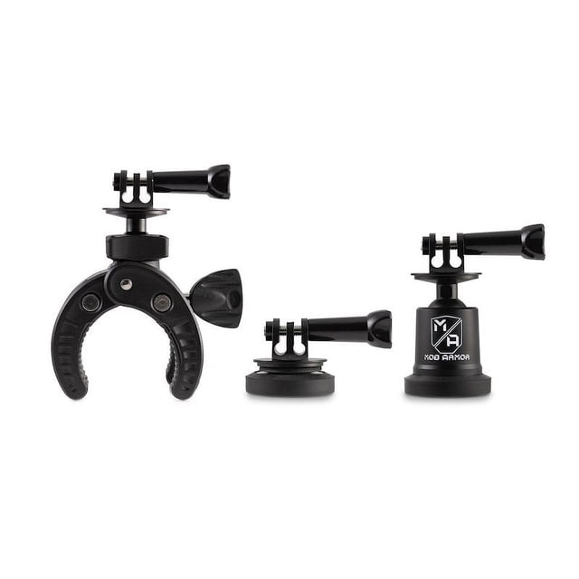 Mob Armor Action Camera Mount AC-BNDL Mounts Camera To Round Tube or Flat Metal; Fits 1/4 Inch Up To 2 Inch Tube; Plastic and Aluminum