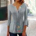 thumbnail image 5 of Hauts à Manches 3/4 pour Femmes Mode Femmes Imprimé à Boutons Décontracté Col en V T-Shirt Blouse à Manches 3/4 Hauts Robe T-Shirt Femmes Été T-Shirts pour Femmes Robe d'Été avec Manches pour Femmes, 5 of 5