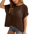 thumbnail image 4 of XINPING Womens Spring Tops 2026 Summer Shirts Crochet Cap Short Sleeve Knitted Sweater Pullover Cute Crew Neck Beach Vacation Cover Ups XXXL, 4 of 8