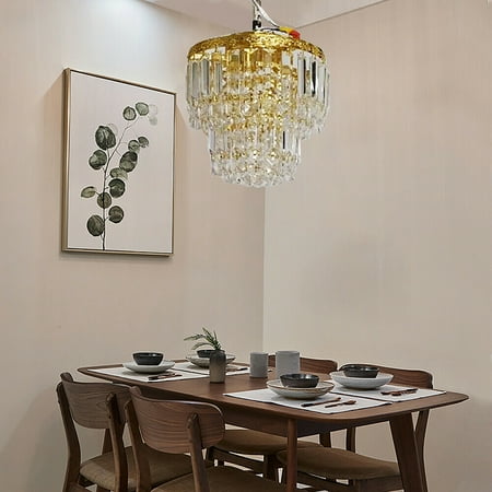 

OUKANING Modern LED Crystal Chandelier Ceiling Raindrop Chandelier Recessed Mount Gold