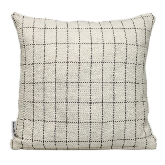 Parkland Collection Transitional Plaid White Square 18" x 18" Pillow