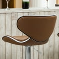thumbnail image 3 of Masaccio 2-Pc Camel Faux Leather Swivel Bar Stools with Chrome Base, Adjustable Airlift Seat &amp; Footrest - Perfect for Kitchen Island, Home Bar, Counter Height - 17.75"W x 21.25"D x 34"-42.5"H, 3 of 6
