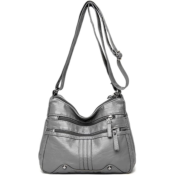 CoCopeaunts Soft Faux Leather Shoulder Bag for Women Multi Zip Pocket Crossbody Bag Retro Handbag Large Capacity Satchel Purse