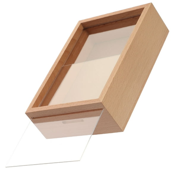 LEORX Multipurpose Wooden Money Box Light Brown Clear Window for Storage