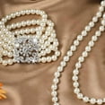 thumbnail image 7 of Primegos 3 Pcs/Set Faux Pearl Jewelry Set 1920s Vintage Luxury Style Multi-layered Celebrity Star Formal Party Banquet Wedding Jewelry Necklace Earrings Bracelet Set, 7 of 7