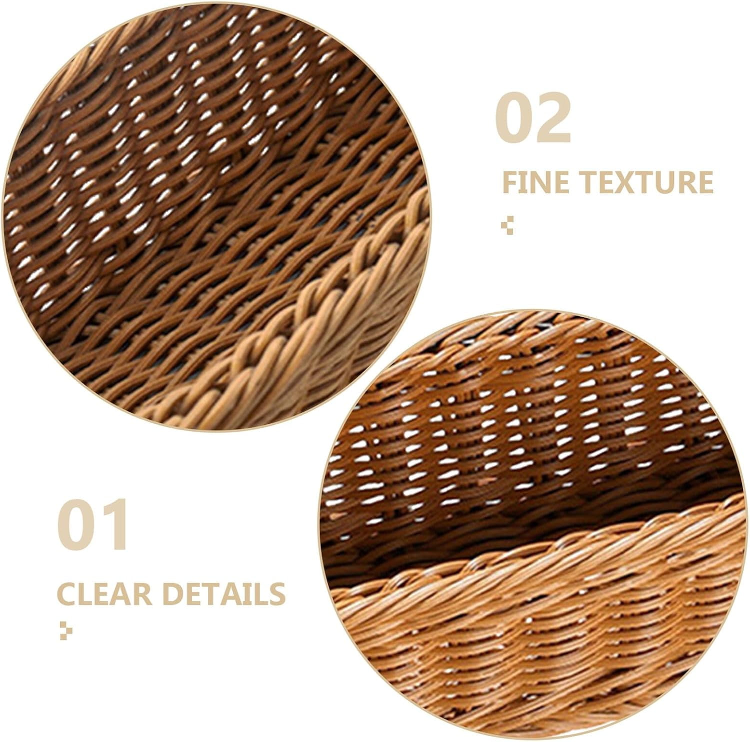 ABCISI 2pcs Wicker Cutlery Basket, Rectangular Woven Baskets Bins, Rattan Woven Utensils Holder, Cutlery Organizer Holder for Countertop, Chopsticks Storage Bucket Bread Tray Serving Tray for Kitchen
