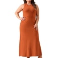 thumbnail image 2 of DARING DIVA Plus Size Sweater Crewneck Knit Sweater Tank Dress 1X Rust Red, 2 of 6