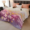 thumbnail image 2 of Spring Floral Throw Blanket, Flannel Fleece Blanket with Striped Design for Couch, Modern Oil Painted Daisy Botanical Elegant Soft Breathable All Season Plush Blankets for Sofa Office Travel 40"x50", 2 of 9