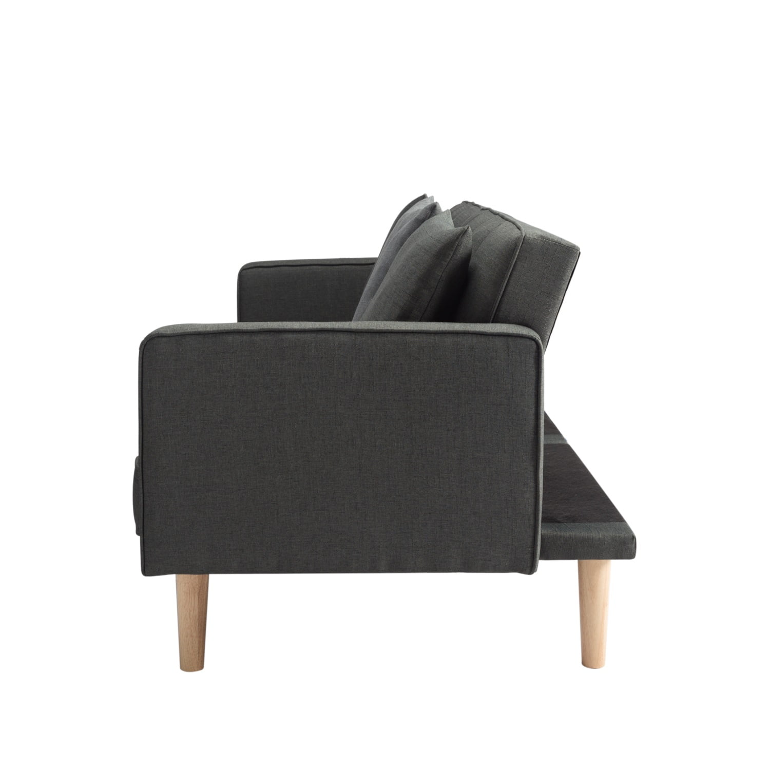 Kadyn Futon Sleeper Sofa, Modern Futon with 2 Pillows, Fabric Futon Sofa Bed for Small Apartmentsents, Dark Gray Kadyn Futon Sleeper Sofa, Modern Futon with 2 Pillows, Fabric Futon Sofa Bed for Small Apartmentsents, Dark Gray