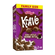 Kellogg's Krave Double Chocolate Brownie Batter Breakfast Cereal, 7 Vitamins and Minerals, Family Size, 16.2 oz