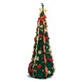 thumbnail image 2 of 7FT Pop-Up Christmas Tree with 200 Warm LED Lights & Remote Control, Easy Setup Pre-Lit Artificial Xmas Tree w/ Red & Gold Ornaments, Green, 2 of 9