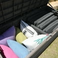 thumbnail image 4 of 380L/100Gal Litre Resin Weatherproof Deck Box Rustproof storage for Patio Furniture with Cushion & Gas Poles Easily Seats 2 Adults, Outdoor Cushions, Garden Tools and Pool Toys, Gray, 4 of 7