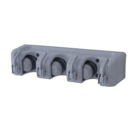 

Multifunction Wall Mounted 3 Position 4 Hooks Bathroom Mop Broom Rack Holder Hanger Organizer (Grey)