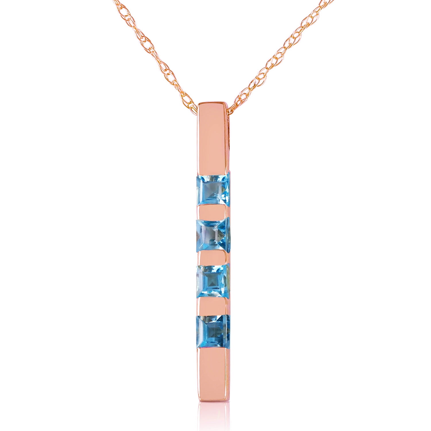 Galaxy Gold 14K Solid Gold 0.35 Carat Natural Blue Topaz Pendant Necklace for Women - Rose Gold Fine Jewelry