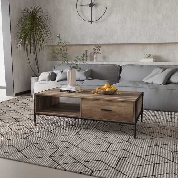 Modern Coffee Table With Drawers And Storage Shelves,Modern Furniture Decor,for Living Room Reception,Rectangular Unique Coffee Table