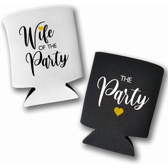 Wife of the Party, The Party - Set of 2 Bachelorette Party Can Coolers, Funny Wedding Gift Coolies