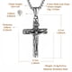 thumbnail image 2 of Collar HZMAN con cruz de crucifijo de Jesús de acero inoxidable con cadena de 60 cm, 2 of 6