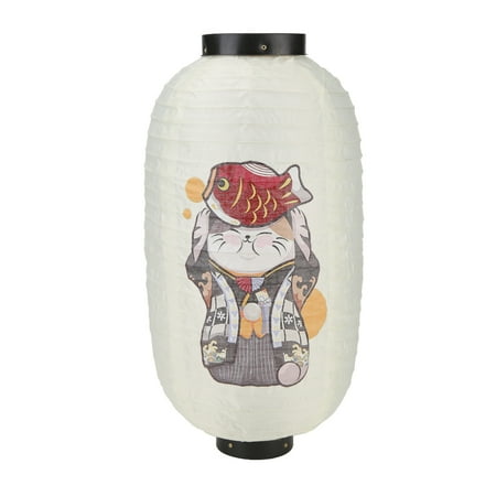 

Mojoyce Lucky Cat Bistro Lantern Outdoor 10 inch Japanese Cloth Lanterns Pub Decor (A)