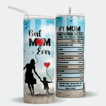 Artist Shot Best Mom Ever Stainless Steel Skinny Tumbler with Clear Lid and Straw - 20oz Tumbler with Leak Proof Lid, Perfect Mother's Day Gift Idea for Mom, Mama, or Boyfriend's Mom