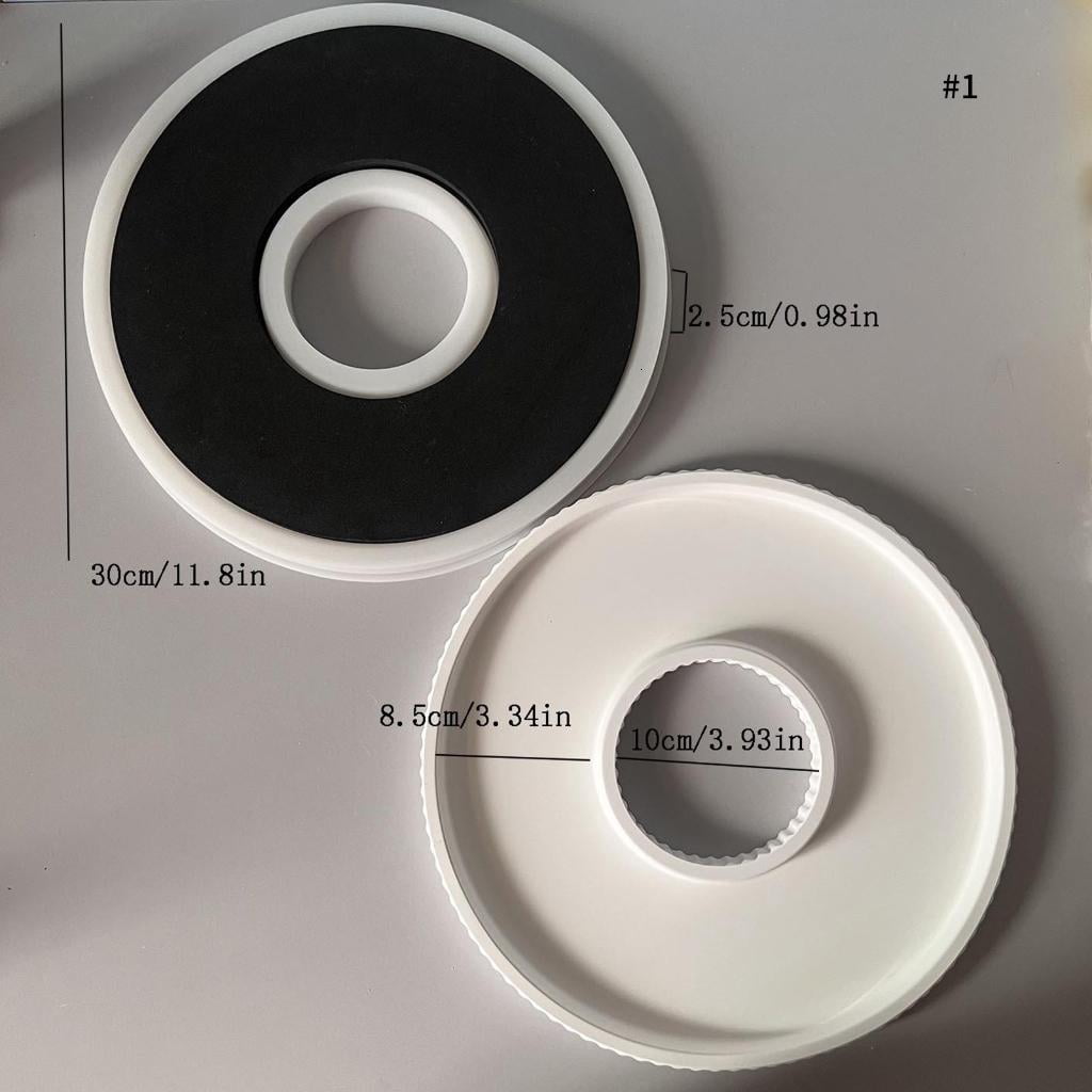 lanema Professional Silicone Craft Mold Round Striped Plate Mold Unique Textured Trays for Resin Art Concrete Casting