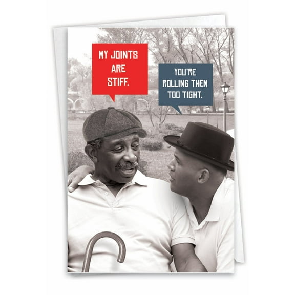 NobleWorks Funny Birthday Greeting Card with 5 x 7 Inch Envelope (1 Card) Bday Unlit Men Stiff Joints-Of Color C10245BDG-ET